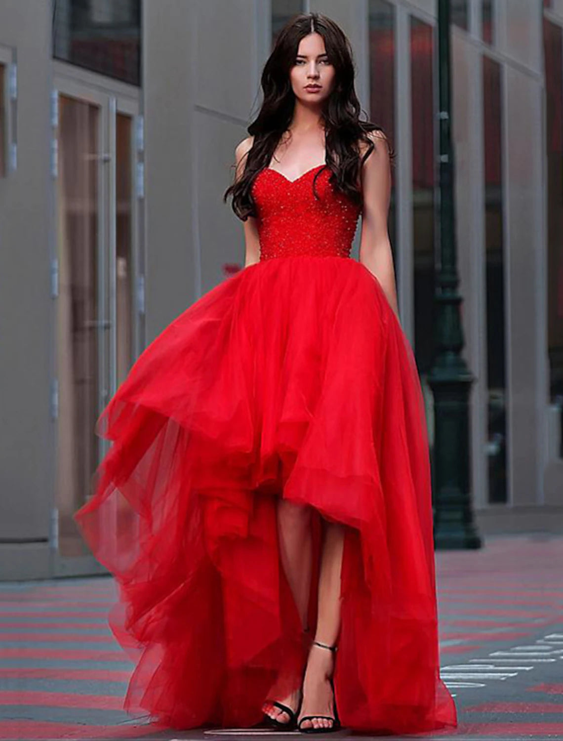 Wholesale  A-Line Luxurious Elegant Party Wear Prom Birthday Dress Sweetheart Neckline Sleeveless Floor Length Tulle with Pleats